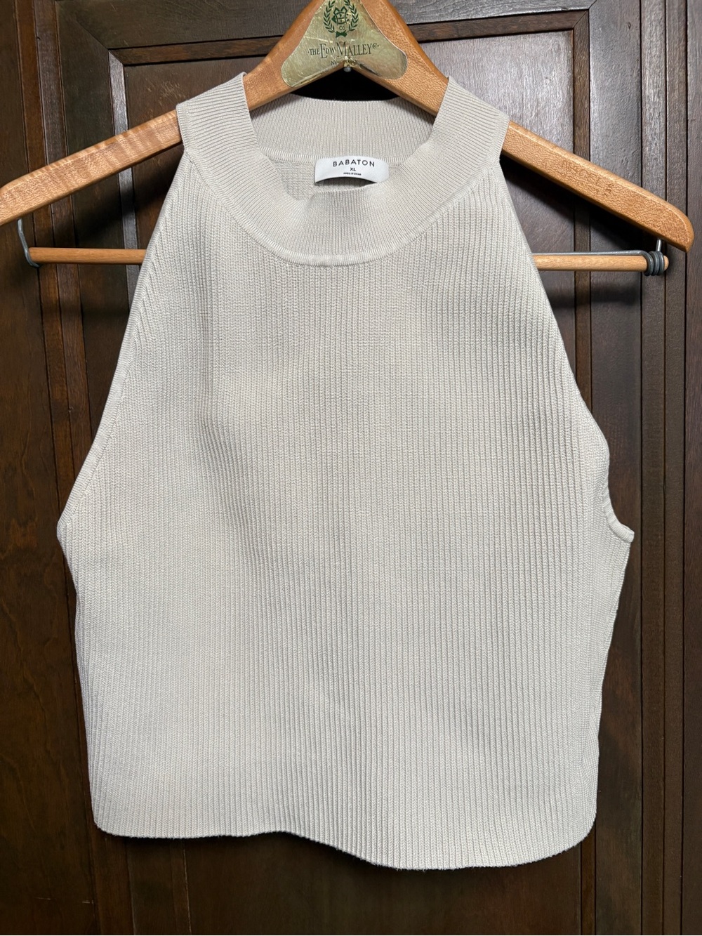 Aritzia Babaton Cream Ribbed Halter Tank Top
